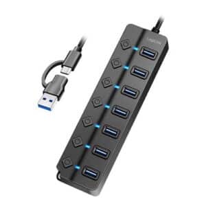 LogiLink® UA0420 aktiver USB 3.2 Gen.1 Hub, 7-Port , 7 Ein/Aus-Schalter, 3.5A Netzteil - schwarz