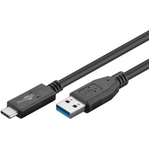 USB 3.2 Gen2 SuperSpeed Kabel, 10Gbit, 3A, USB A Stecker  USB-C Stecker, schwarz - 1m