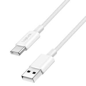 USB2.0 Hi-Speed Power Ladekabel, 20V/3A USB A Stecker  USB-C Stecker, 60W, weiß - 1m