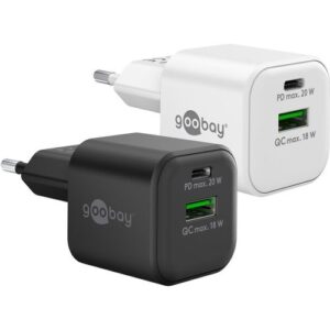 Goobay Wandladeadapter/Netzstecker, 230V AC  1x USB-C PD & 1 x USB-A QC, 20W - weiß