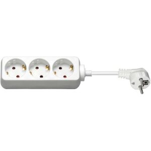 Steckdosenleiste, 3-fach Strombuchsen Schutzkontakt, 5m Kabel, weiss