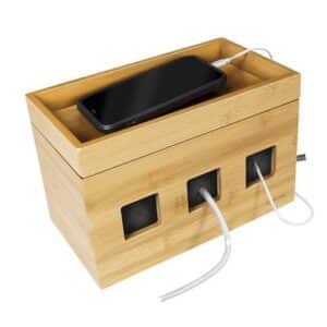 LogiLink® KAB0076 Kabelbox "Bambus", 255x140x165mm, braun/Bambus