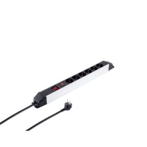 Steckdosenleiste mit Überspannungsschutz, 6-fach,Schalter, Alu, 16A/3680W, Tischmontage -1.5m