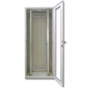 MegaS-Pro Serverschrank, 42HE, H1980xB800xT800mm, 1-tlg Front-/ Rücktür 2-teilig, perforiert, grau