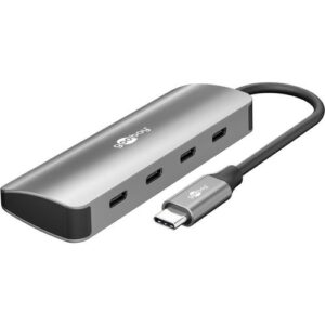 Goobay USB 3.2 4-Port Hub, passiv, 1xUSB-C  4 x USB-C, 10 Gbit/s, ohne Netzteil - silber