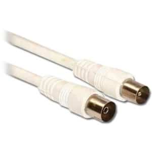 Koaxialkabel 95dB, 75 Ohm, 3C-2V, Koax Stecker  Koax Buchse, weiss - 10m