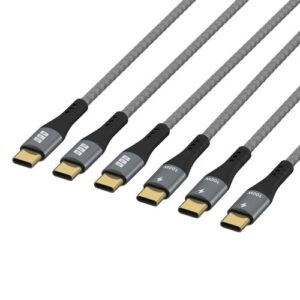 USB Schnellladekabelset, E-Marker, 5A, 100W, PD, USB-C Stecker  USB-C Stecker, space-grau - 0.5/1/2m