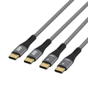 USB Schnellladekabelset, E-Marker, 5A, 100W, PD, USB-C Stecker  USB-C Stecker, space-grau - 2x1m