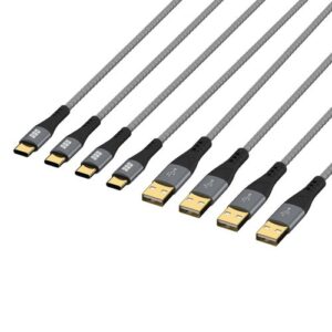USB Schnellladekabelset, 3A, 60W, QC2.0, USB-A Stecker  USB-C Stecker, space-grau - 0.5/1/2/3m