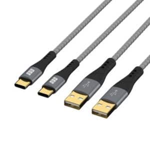 USB Schnellladekabelset, 3A, 60W, QC2.0, USB-A Stecker  USB-C Stecker, space-grau - 2x2m