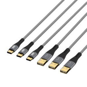 USB Schnellladekabelset, 3A, 60W, QC2.0, USB-A Stecker  USB-C Stecker, space-grau - 3x2m