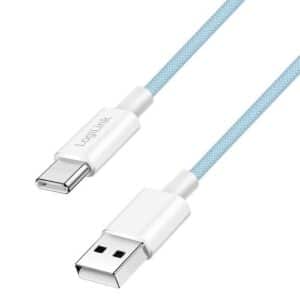 USB2.0 Hi-Speed Power Ladekabel, 20V/3A USB A Stecker  USB-C Stecker, 60W, blau - 1m