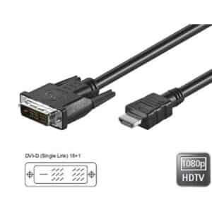 HDMI / DVI Anschlusskabel, Full HD, HDMI19 Typ A Stecker  DVI-D Stecker - 1m