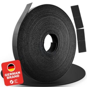 LTC RIP STRAPS LTC1410-3, 3m mit der Hand abreissbare Klettbandrolle in Velour Qualität, schwarz