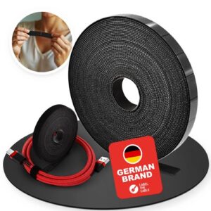 LTC RIP STRAPS LTC1410-10, 10m mit der Hand abreissbare Klettbandrolle in Velour Qualität, schwarz