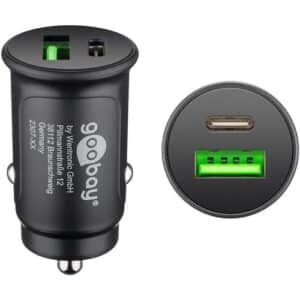 Goobay USB Auto Ladeadapter, 3A, 27W, 12-24V, 1 x USB-A QC, 1xUSB-C PD