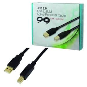 LogiLink® UA0266 USB 2.0 aktives Repeaterkabel, USB A Stecker  USB B Stecker, schwarz - 20m