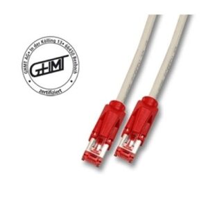 GigaPlus 10Gbit HQ Cross-Over Patchkabel S/FTP, UC900, TM21 STP rot, RJ45  RJ45, Kupfer, LSZH, grau - 15m