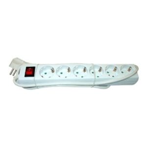 Steckdosenleiste, 6-fach Strombuchsen, VDE geprüft, mit Schalter - 1.4m