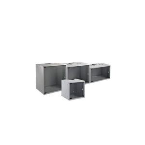MegaS Flat Pack 19" Wandgehäuse, 12HE, 1-teilig, H571xB535xT600mm, Sichttür, RAL9005 (schwarz)