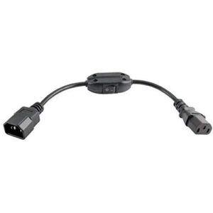 Stromkabel, Kaltgeräte C13 Stecker  C14 Buchse, 3x0.75mm , mit Ein/Aus-Schalter, PVC schwarz - 0.30m