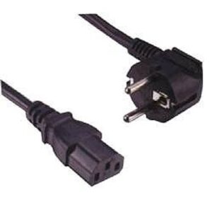 Stromkabel, Schutzkontaktstecker CEE7/7 90°  Kaltgeräte C13 180° Buchse, schwarz - 3m