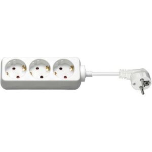 Steckdosenleiste, 3-fach Strombuchsen Schutzkontakt, 3m Kabel, weiss