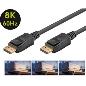 DisplayPort 2.1 Kabel, DP20 Stecker   Stecker, 8K@60Hz/40 Gbit/s, vergoldet, schwarz - 2m