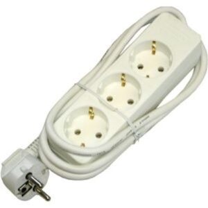 Steckdosenleiste, 3-fach Strombuchsen, VDE und CE geprüft, 16A - ca. 1.4m Kabel - weiss