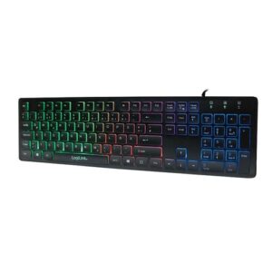 LogiLink® ID0138 Beleuchtete Tastatur mit Regenbogen-Hintergrundbeleuchtung - schwarz