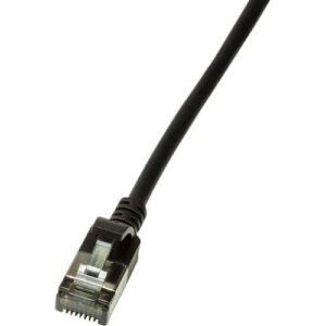 MegaD Cat. 6A 10Gbit Ultraflex Slimline Patchkabel STP, RJ45 STP  RJ45 STP, TPE, LSZH, schwarz - 0.50m