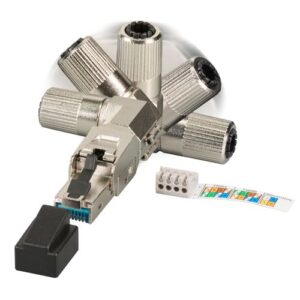 Feldkonfektionierbarer RJ45 - Stecker geschirmt, winkelbar, Cat. 6A, 10GBit, Kabelmantel bis AWG 22