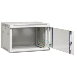 MegaS Flat Pack 19" Wandgehäuse, 12HE, 1-teilig, H635xB570xT600mm, Sichttür, RAL7035 (grau)