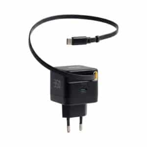 EFB GaN Wandladeadapter/Netzstecker 35W, 230V AC  1x USB-C PD & 1 x USB-C Kabel ausziehbar 0.7m - schwarz