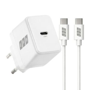 EFB GaN Wandladeadapterset 20W, 230V AC  1x USB-C PD, Inkl. 2m USB-C Kabel - weiß
