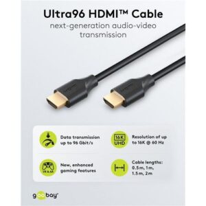 Ultra96 HighSpeed HDMI™ Kabel, UHD, 8K@240Hz (DSC), HDMI19 Typ A Stecker  Stecker,  schwarz - 2m