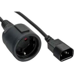 Adapterkabel für USV, Schutzkontaktkupplung CEE 7/4    IEC320-C14 Stecker, schwarz - 1m
